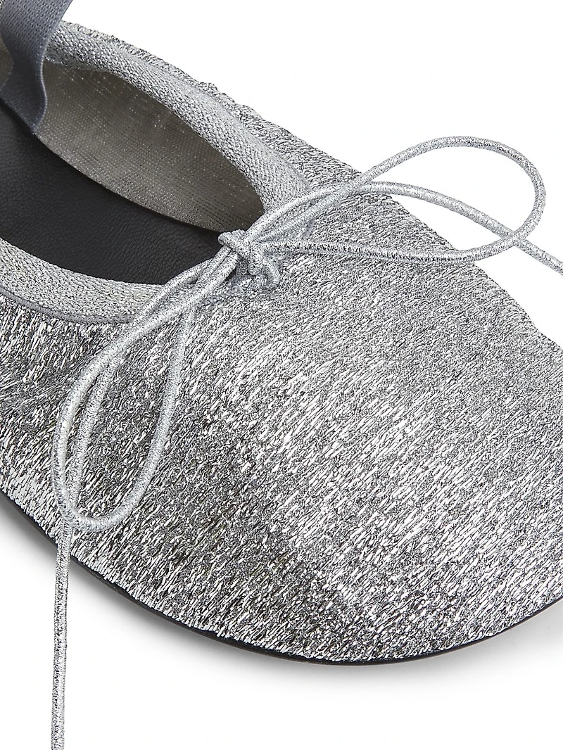 Glove Mary Jane Metallic Mesh Ballet Flats