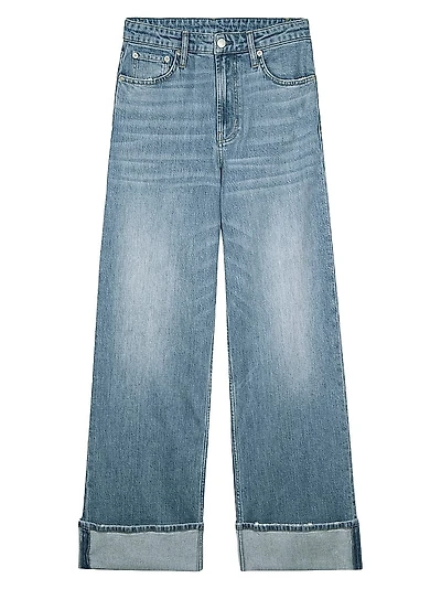 Getty High-Rise Cuffed Wide-Leg Jeans