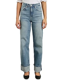 Getty High-Rise Cuffed Wide-Leg Jeans