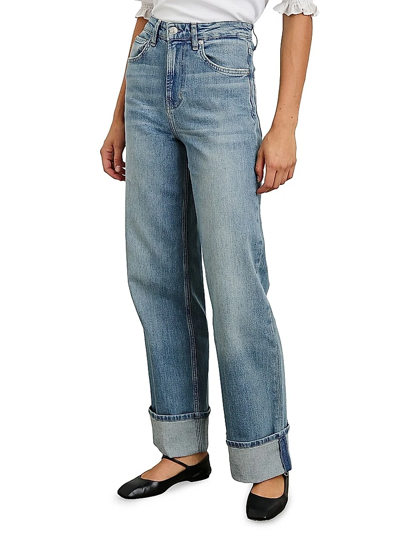 Getty High-Rise Cuffed Wide-Leg Jeans
