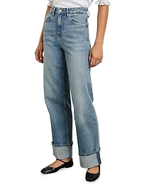 Getty High-Rise Cuffed Wide-Leg Jeans
