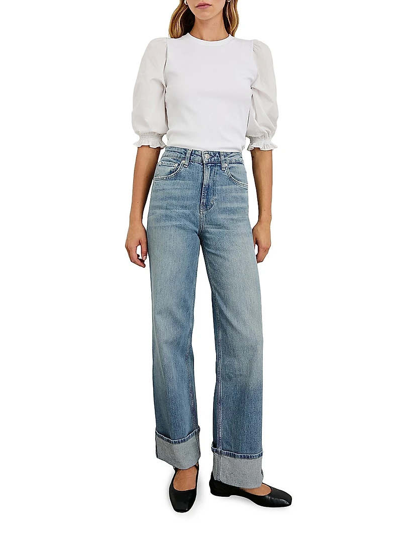 Getty High-Rise Cuffed Wide-Leg Jeans