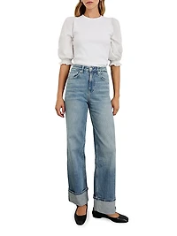 Getty High-Rise Cuffed Wide-Leg Jeans