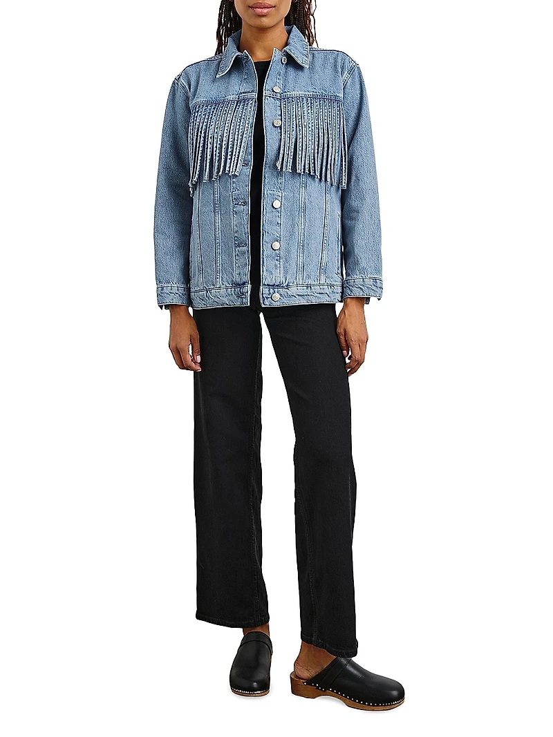 Rodeo Fringe Denim Trucker Jacket
