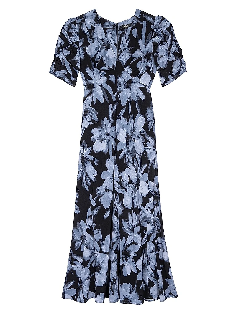 Zariah Short Sleeve Floral A-Line Midi-Dress