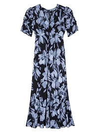 Zariah Short Sleeve Floral A-Line Midi-Dress
