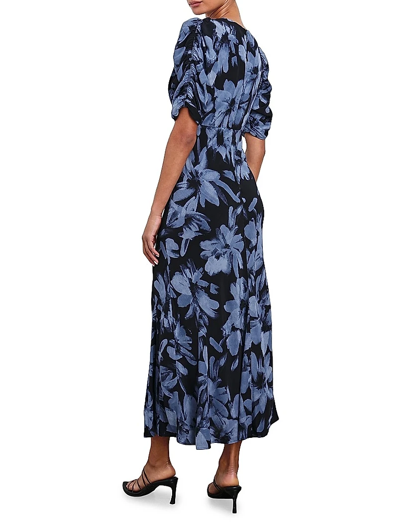 Zariah Short Sleeve Floral A-Line Midi-Dress
