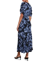 Zariah Short Sleeve Floral A-Line Midi-Dress