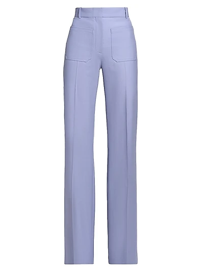 Alina Pleated Wool-Blend High-Rise Pants