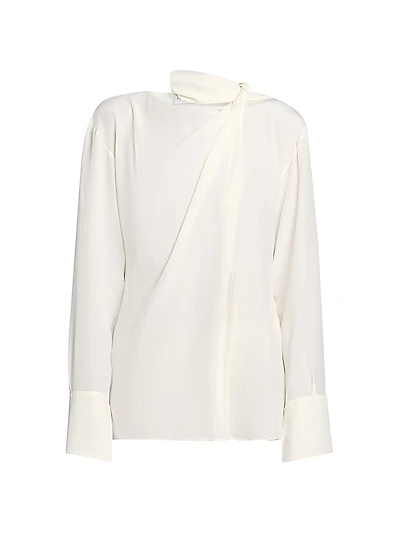 Silk Twist-Detail Long-Sleeve Top