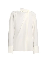 Silk Twist-Detail Long-Sleeve Top
