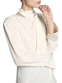 Silk Twist-Detail Long-Sleeve Top