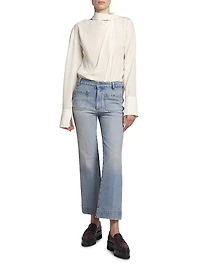 Silk Twist-Detail Long-Sleeve Top