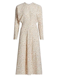 Floral Sable Cady Dolman-Sleeve Midi-Dress
