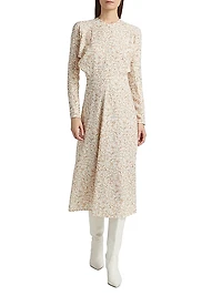 Floral Sable Cady Dolman-Sleeve Midi-Dress