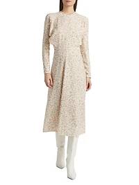 Floral Sable Cady Dolman-Sleeve Midi-Dress