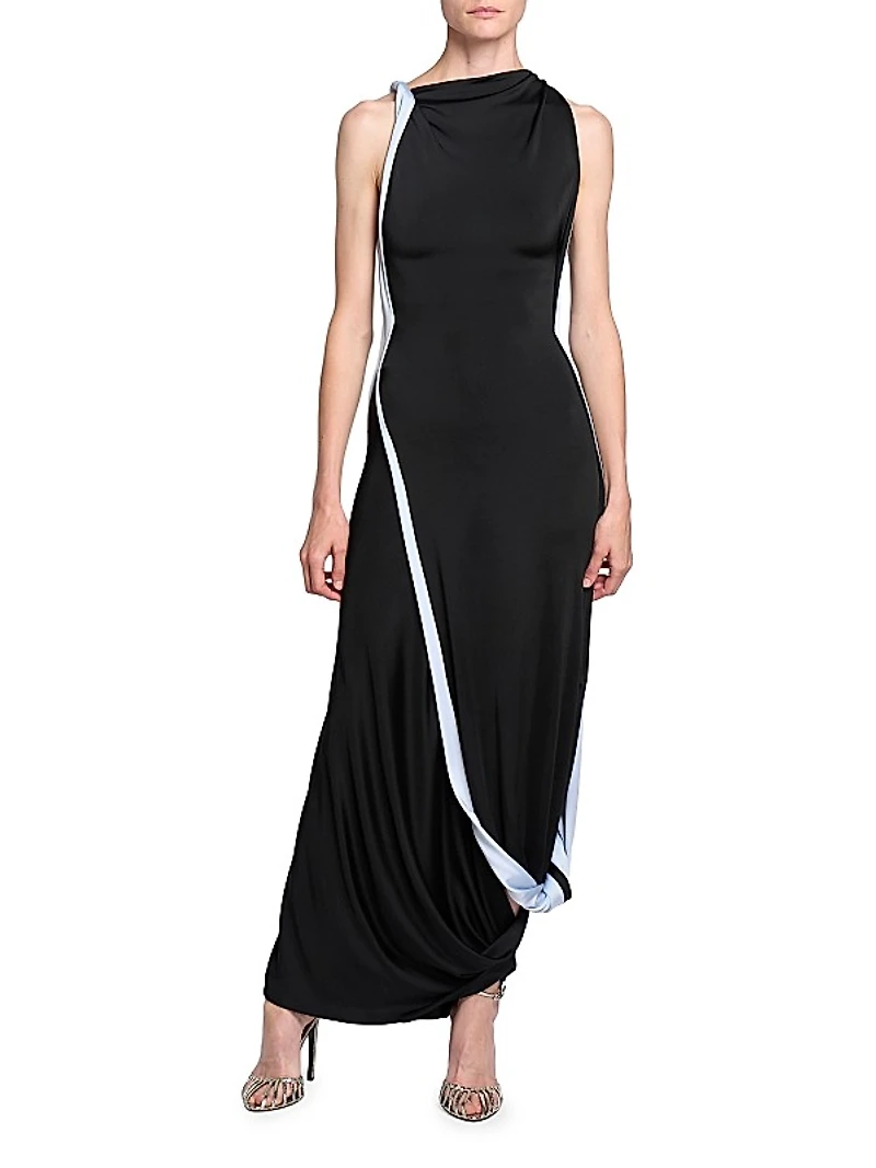 Gathered Jersey Maxi-Dress