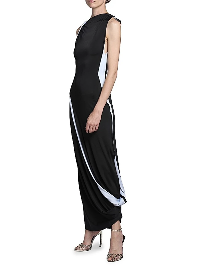 Gathered Jersey Maxi-Dress