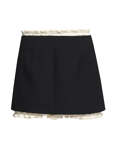Ruched Wool-Blend Miniskirt