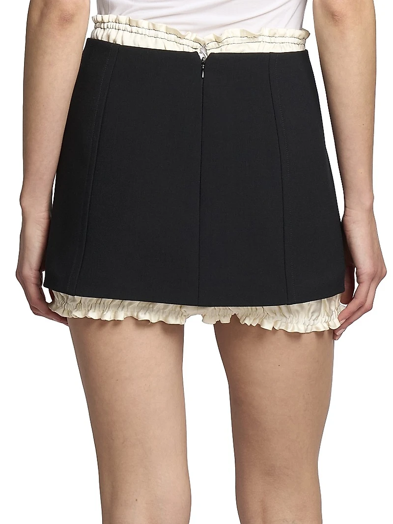 Ruched Wool-Blend Miniskirt