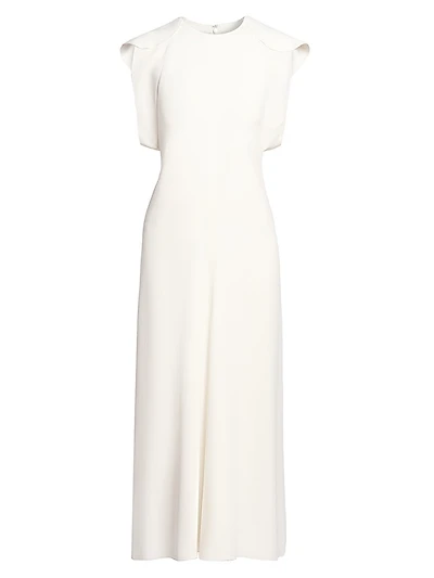 Crêpe Cap-Sleeve Midi-Dress