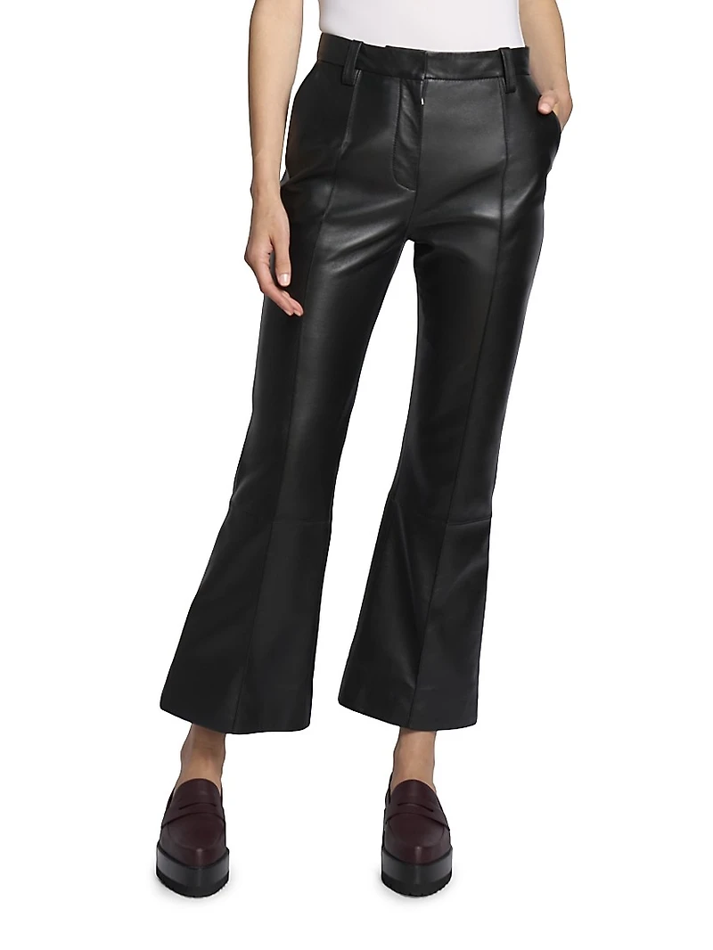 Leather Cropped Flare Pants