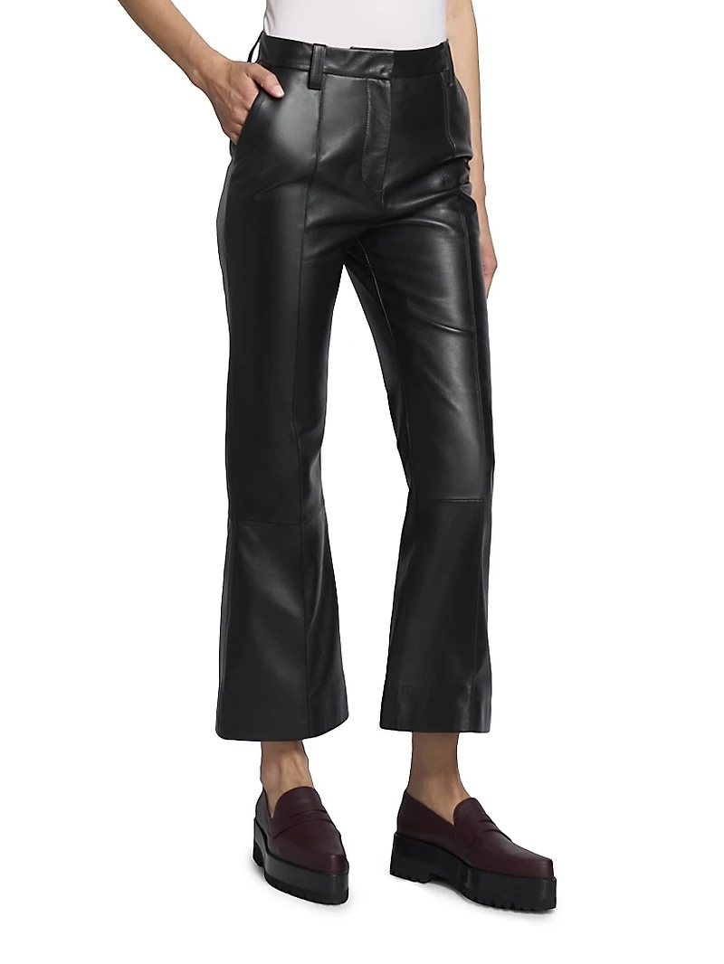 Leather Cropped Flare Pants