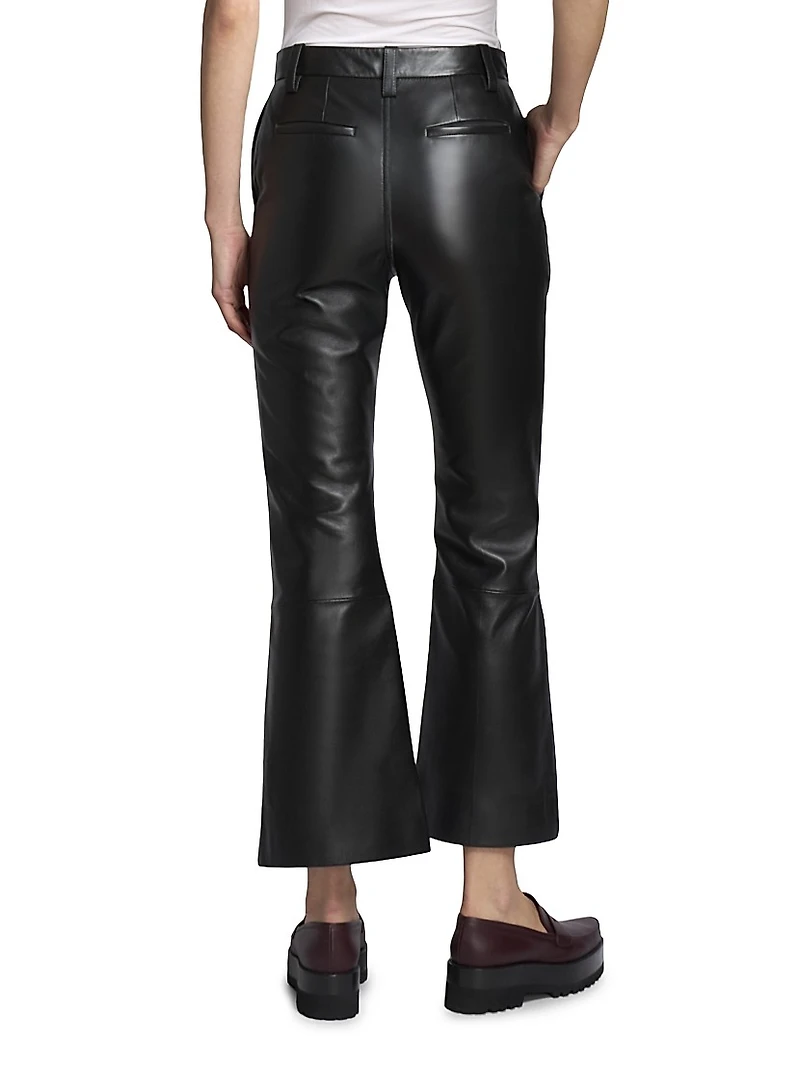 Leather Cropped Flare Pants