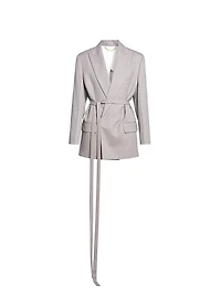 Wool Tie-Waist Tailored Jacket