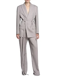 Wool Tie-Waist Tailored Jacket