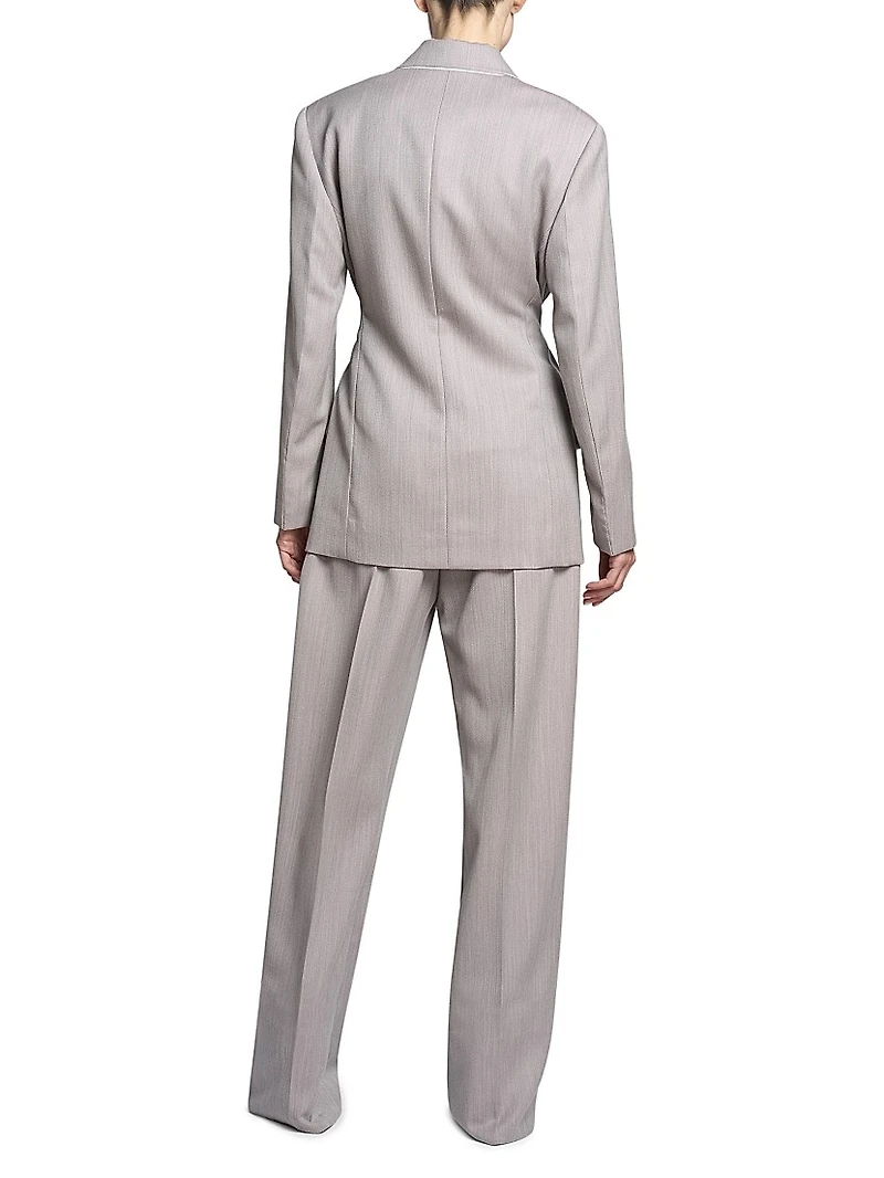 Wool Tie-Waist Tailored Jacket