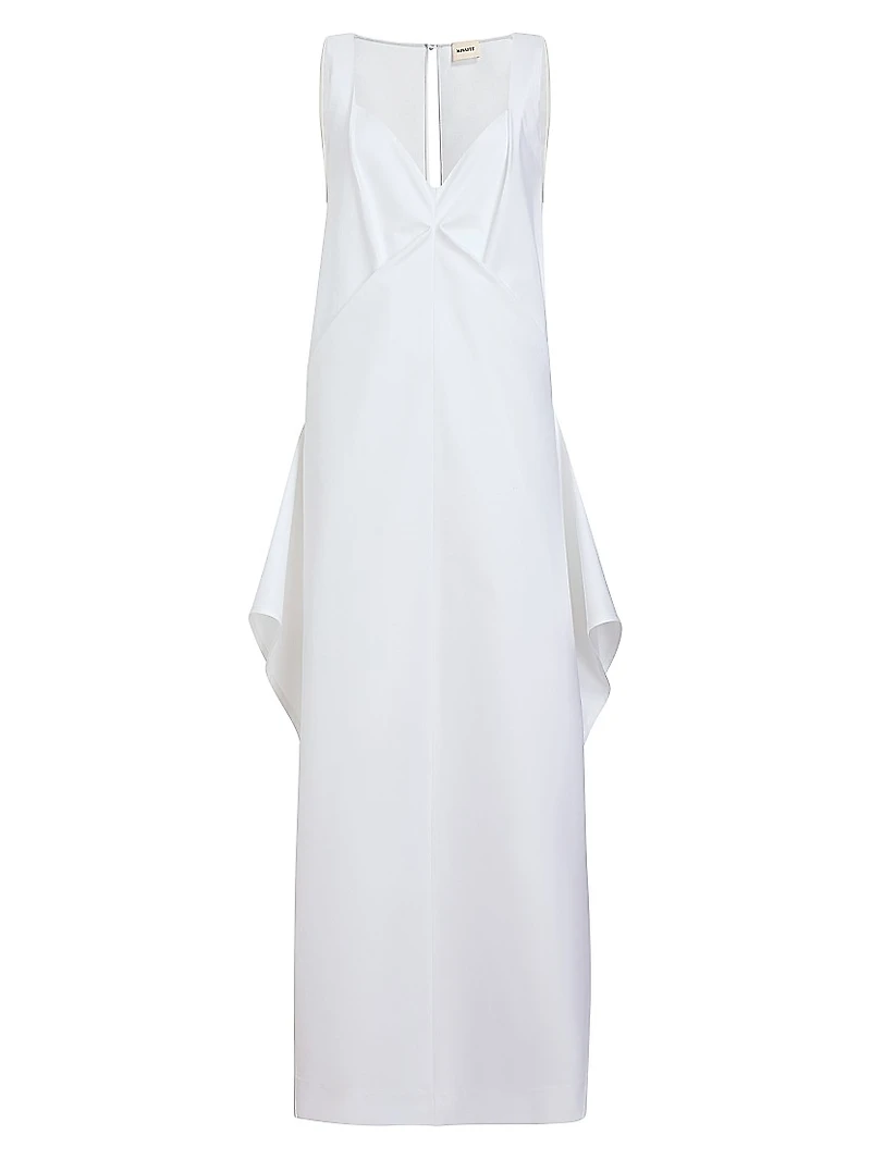 Kenith Draped Cotton Poplin Maxi Dress
