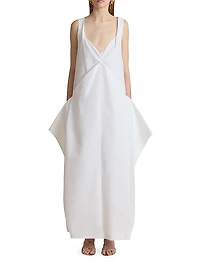 Kenith Draped Cotton Poplin Maxi Dress