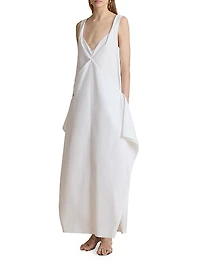 Kenith Draped Cotton Poplin Maxi Dress