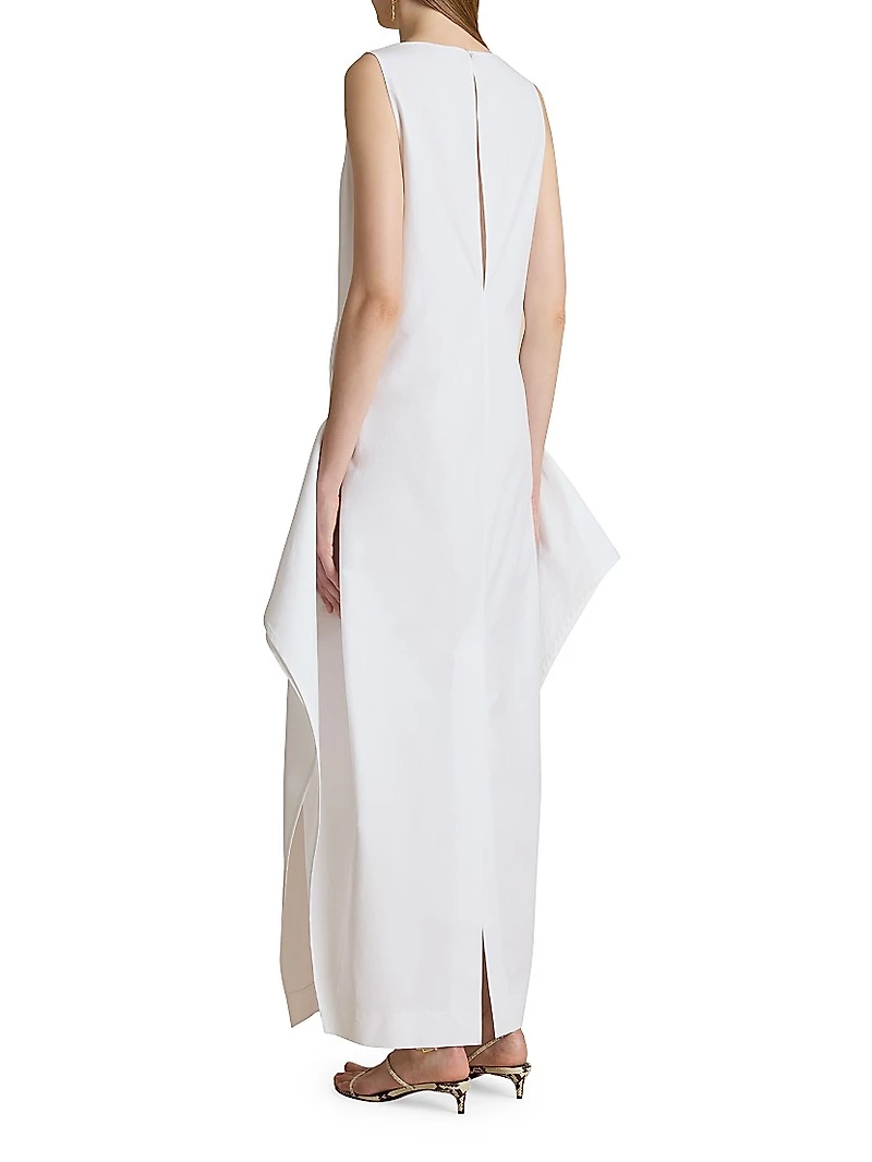 Kenith Draped Cotton Poplin Maxi Dress