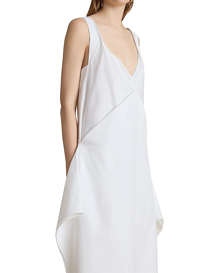 Kenith Draped Cotton Poplin Maxi Dress