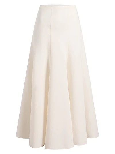 Lenno Pleated Silk-Cotton Midi-Skirt