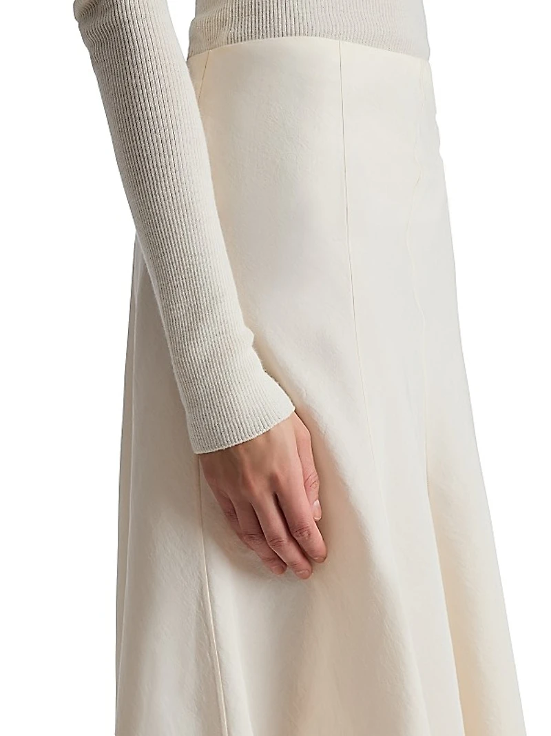 Lenno Pleated Silk-Cotton Midi-Skirt