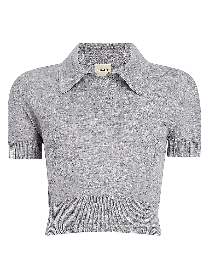 Morgane Wool-Blend Polo Top