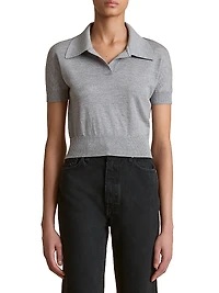 Morgane Wool-Blend Polo Top