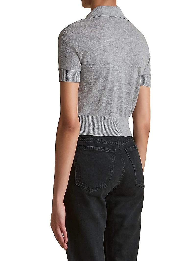 Morgane Wool-Blend Polo Top