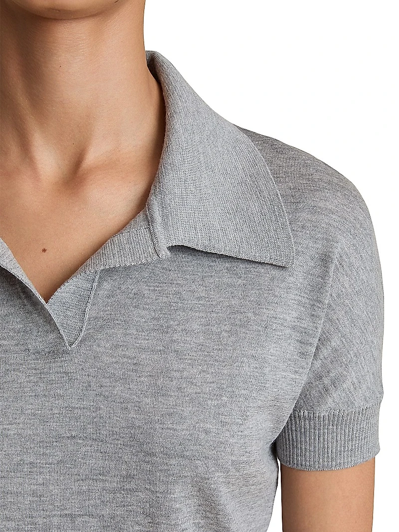 Morgane Wool-Blend Polo Top