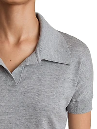Morgane Wool-Blend Polo Top