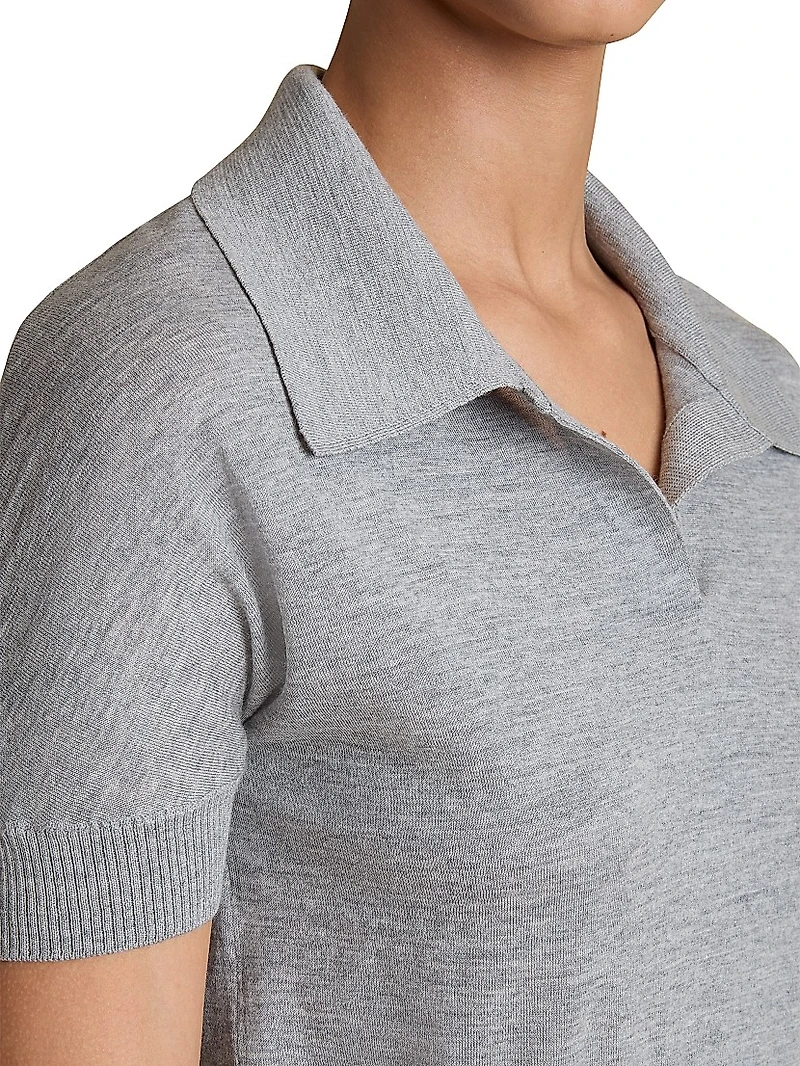 Morgane Wool-Blend Polo Top