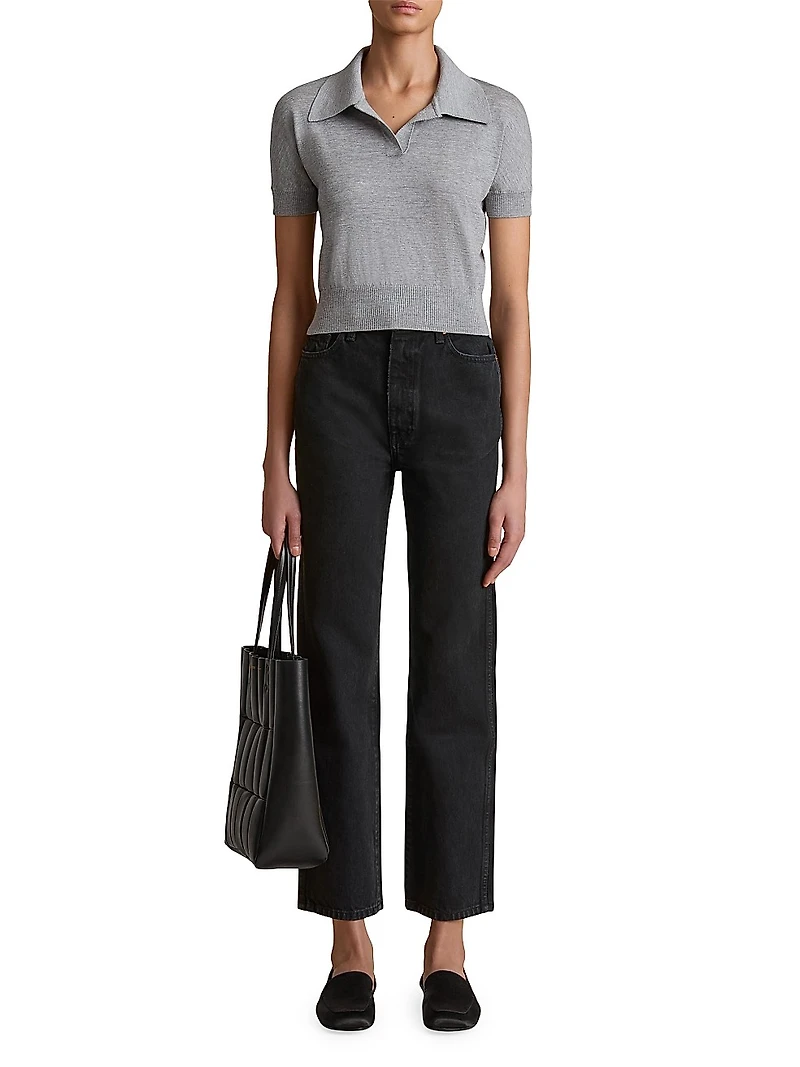 Morgane Wool-Blend Polo Top