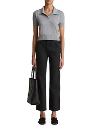 Morgane Wool-Blend Polo Top