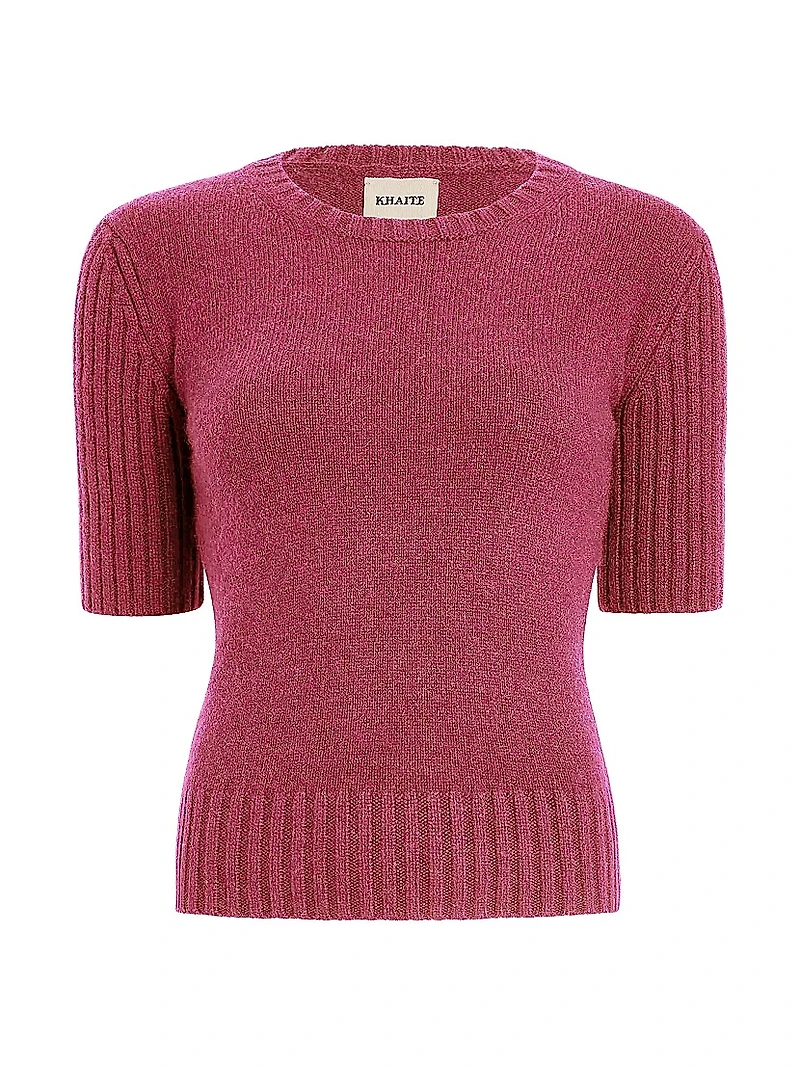 Mia Cashmere Short-Sleeve Sweater