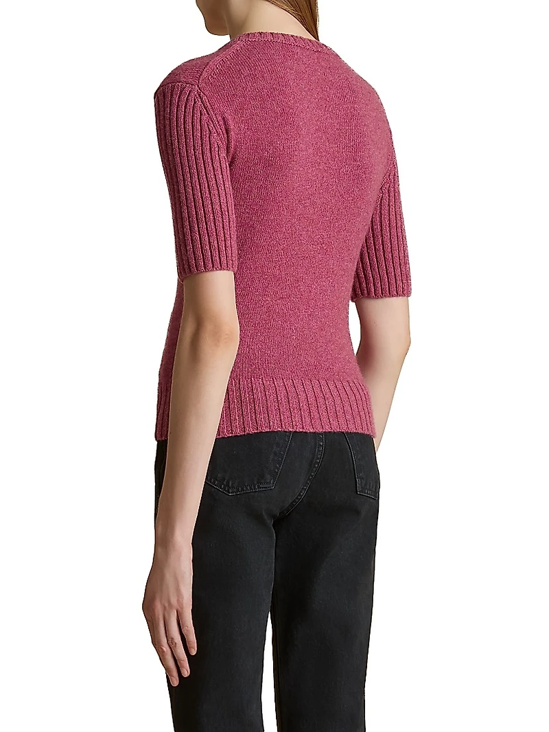 Mia Cashmere Short-Sleeve Sweater