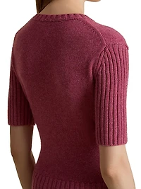 Mia Cashmere Short-Sleeve Sweater