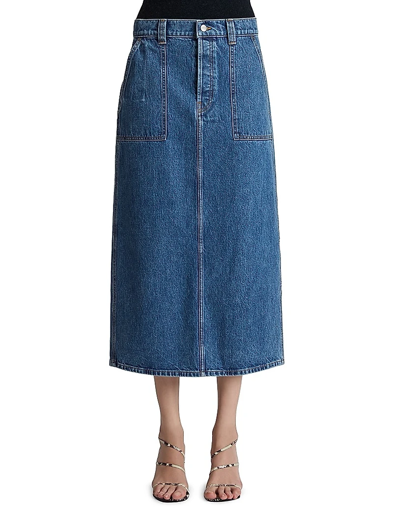 Genevieve Denim Midi-Skirt